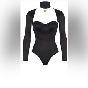 Skims corset long sleeve top with pendant choker